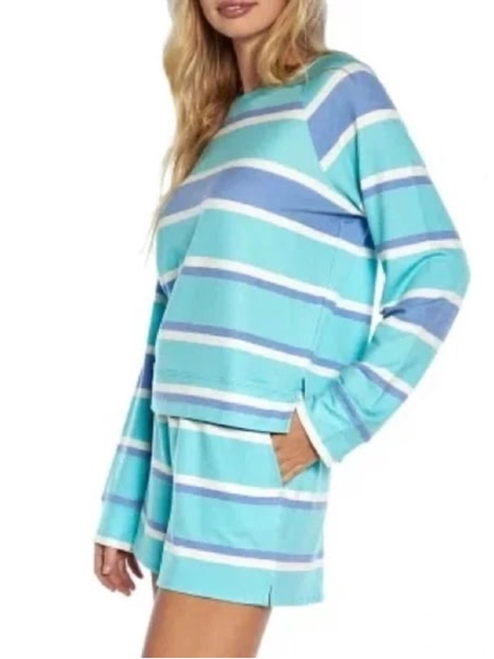 Wildfox Turquoise & Purple Striped Pajama Set - Cozy Two-Piece Sleepwear. Size M